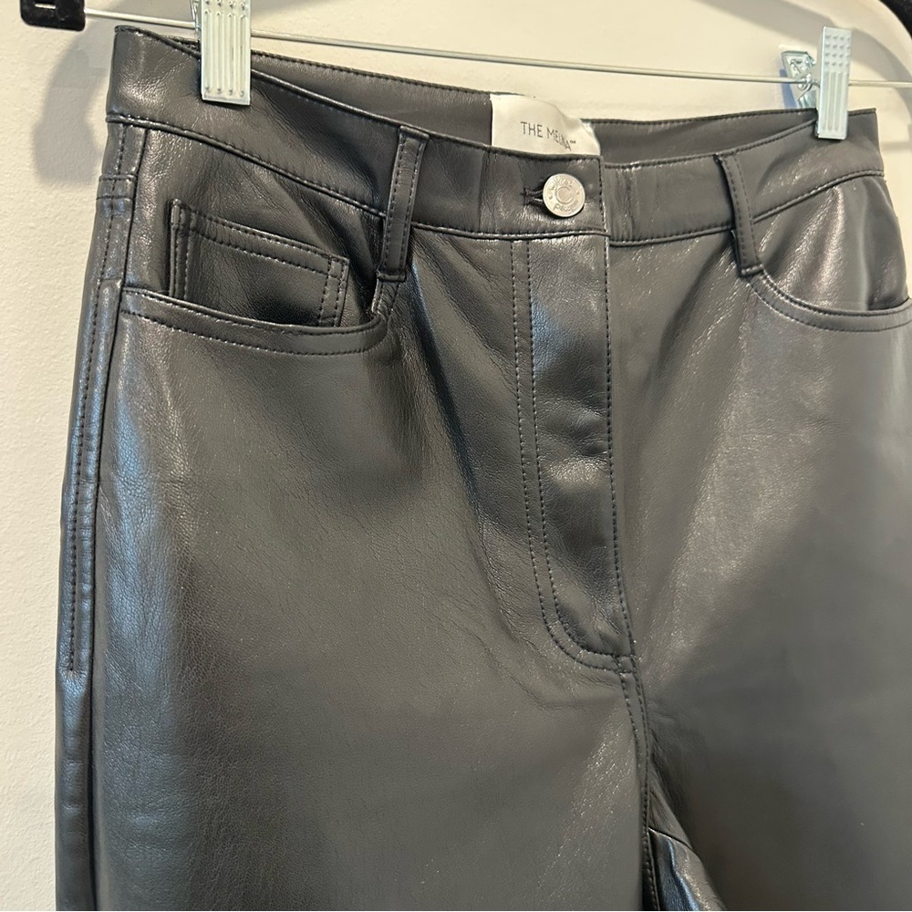 Aritzia Wilfred Melina Faux Leather Pants High Rise Straight Leg Black Size 6 - Picture 12 of 15